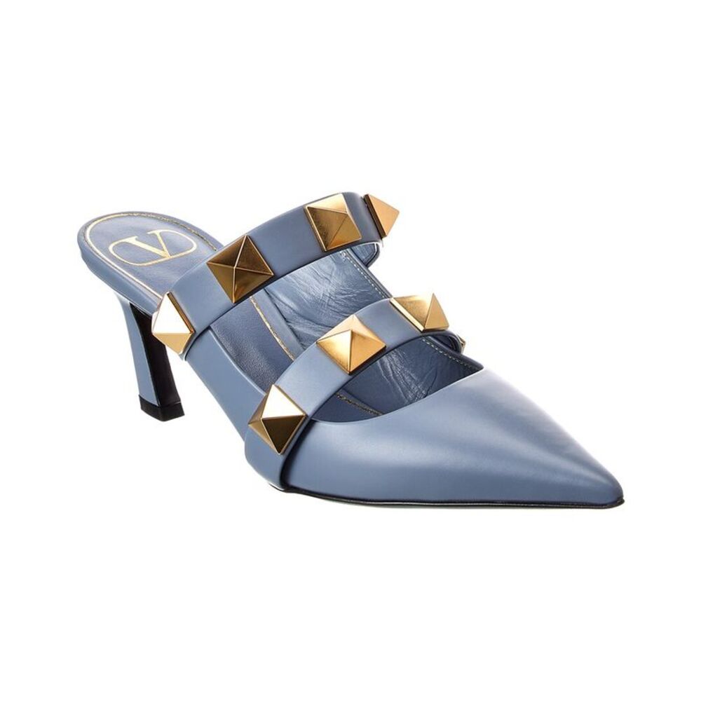 Valentino Roman Stud 65 Leather Mule, Blue